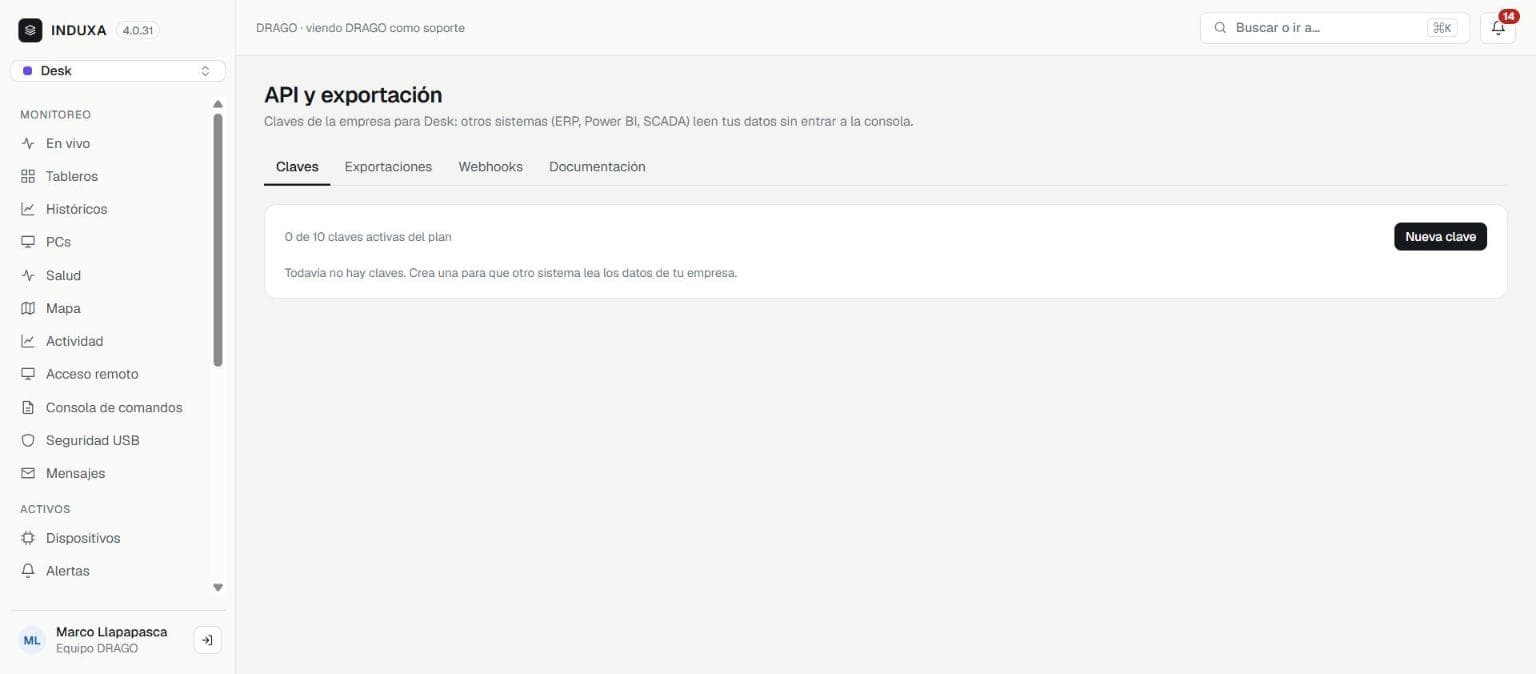 API y exportación