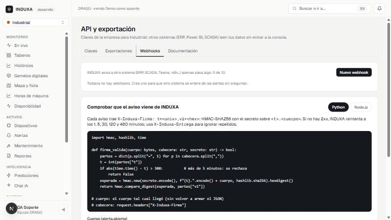 Webhooks en la consola